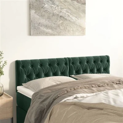 Afbeelding van Hoofdborden 2 st 72x7x78/88 cm fluweel donkergroen