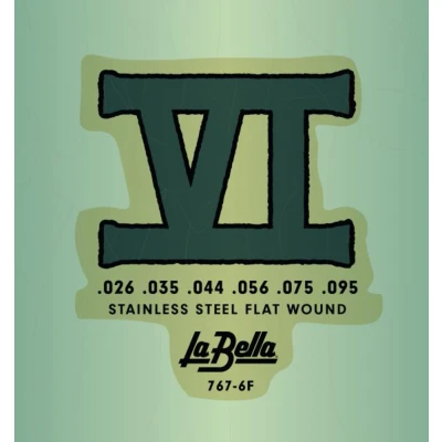 Afbeelding van La Bella 767 6F Bass VI Strings Stainless Flat Wounds Snarenset voor 6 string basgitaar