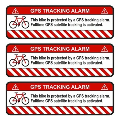 Afbeelding van Finest Folia 3 x GPS stickers voor fiets, motorfiets, auto, alarm, waarschuwing, anti diefstalsticker, tracker, beveiligd, R055 (wit, fiets)