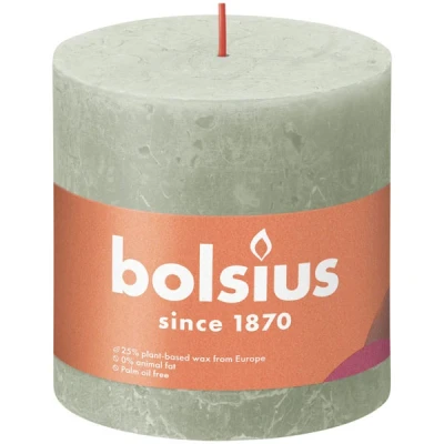 Afbeelding van Bolsius kaars rustiek Foggy Green 100/100 mm