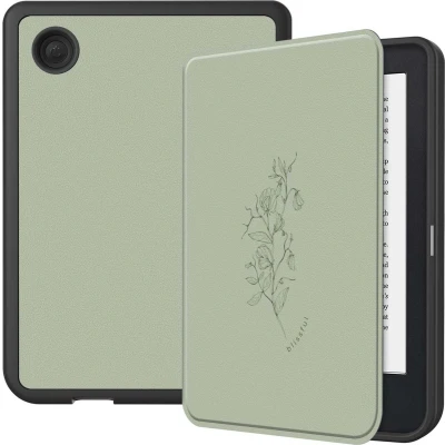 Afbeelding van Hoesje geschikt voor Kobo Clara 2E E reader iMoshion Design Slim Soft Case Bookcase Ook Tolino Shine 4 Floral Green