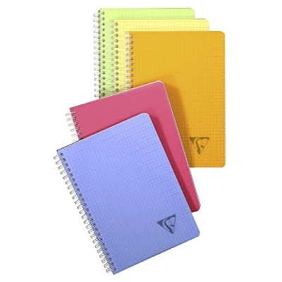 Afbeelding van Clairefontaine 328506C Collection Linicolor Fresh notitieboek, spiraalbinding, A5, 14,8 x 21 cm, 180 pagina&#039;s, kleine ruitjes, wit papier, 90 g, omslag van polypropyleen, transparant, willekeurige kleurkeuze