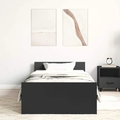 Afbeelding van Bedframe Bewerkt Hout Sonoma Eikenkleurig 100X200 cm 90 x 190 / Zwart