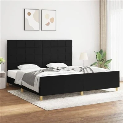 Afbeelding van vidaXL Bedframe met hoofdeinde stof zwart 200x200 cm