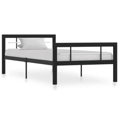 Afbeelding van Bedframe metaal zwart en wit 100x200 cm