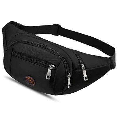Afbeelding van heuptas, loopgordel voor heren, dames, buiktas, rugzak, borstzak, waterdicht, verstelbaar, fietsen, fitnessstudio, wandelen, klimmen, reizen, vakantie, zwart, zwart., Big