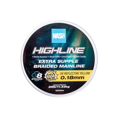 Afbeelding van Nash TT Highline Floating Braid UV Yellow Gevlochten lijn 25lb/0.18mm (1200m)