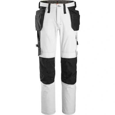 Afbeelding van Snickers 6271 Full Stretch Werkbroek met Holsterzakken Wit/zwart