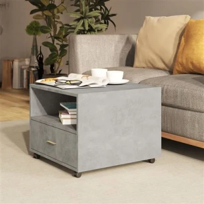 Afbeelding van vidaXL Salontafel 55x55x40 cm bewerkt hout betongrijs