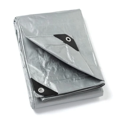 Afbeelding van GUARD SHIELD Dekzeil met ingestanste ringen, waterdicht, 2 x m, zilver, multifunctioneel, polyester, 120 g/m², beschermend zeil, multifunctioneel scheurvast