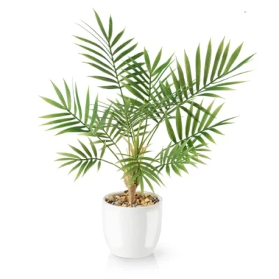 Afbeelding van PASCH® Kunstmatige Areca palm (35 cm) in witte keramische pot: kunstplanten zoals echte planten pot kunstpalm bloemen