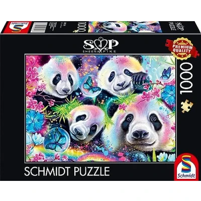 Afbeelding van Schmidt Spiele 58516 Sheena Pike, neon bloemenpanda, puzzel 1000 stukjes