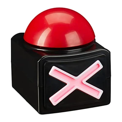 Afbeelding van Relaxdays Buzzer met licht en geluid quizknop draadloos voor spelavonden rode knop