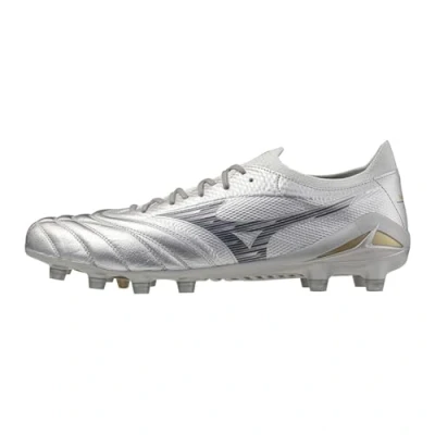 Afbeelding van Mizuno Morelia NEO IV Β Elite Voetbalschoenen met kunststof noppen, Heren, Maat: 46, Galaxy silver/cool gray Leer/ synthetisch