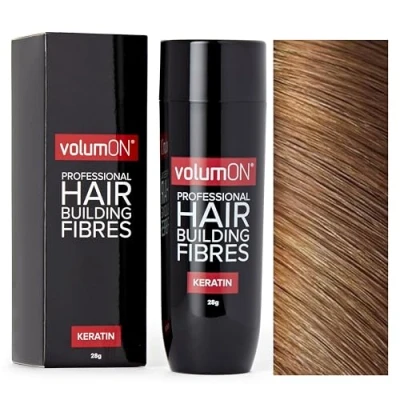 Afbeelding van Volumon Professionele haarvezels, haaruitvalcorrectie, keratine 28 g, tot 30 toepassingen, kies uit 8 kleurnuances (lichtbruin)