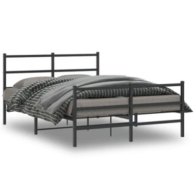 Afbeelding van Bedframe met hoofd en voeteneindemetaal zwart 135x190 cm