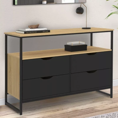 Afbeelding van BOSTON 110 cm kast met 4 laden en legplank voor industrieel ontwerp