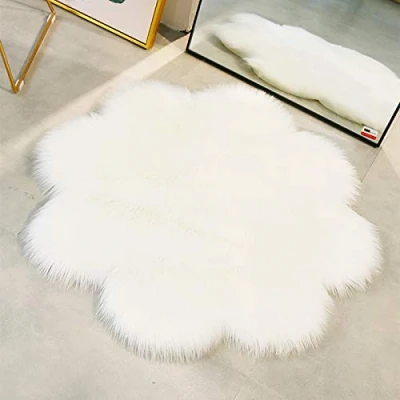 Afbeelding van QINGLOU Faux Fur Schapenvacht Stijl Tapijt Fleece Stoel Cover Seat Pad Zachte Pluizige Shaggy Ruimte Tapijten Voor Woonkamer Slaapkamer Sofa Vloertapijten (Wit, 90 x cm)
