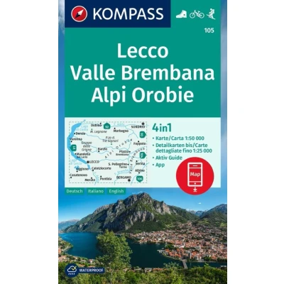 Afbeelding van KOMPASS Wanderkarte 105 Lecco, Valle Brembana, Alpi Orobie 1:50.000