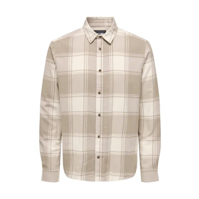 Afbeelding van Only &amp; Sons Gudmund Checked NOOS Overhemd, Heren, Maat: Small, Beige