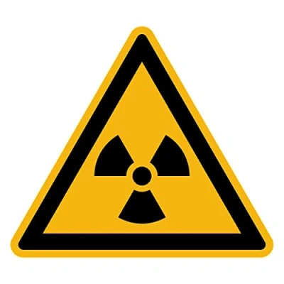 Image de Autocollant Danger Warning Avertissement NF ISO7010 Sticker Adhésif Signalétique Triangulaire Laminé Plastifié Résistant à l&#039;eau et aux UV Matières Radioactives 10x10 cm
