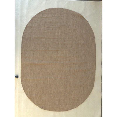 Afbeelding van Brussels Uni Buitenkleed Ovaal Effen Indoor &amp; Outdoor Vloerkleed Tuinkleed, Balkonkleed Jute Beige 200x290 cm Polypropyleen