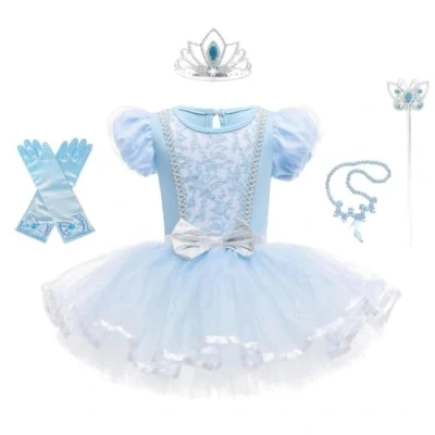 Afbeelding van Lito Angels Ballet jurk prinses Assepoester tutu voor kinderen meisjes turnpakje dans ballerina met accessoires maat 5 6 jaar