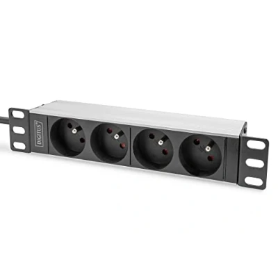 Image de DIGITUS multiprise 4X 1U 10 Pouces (254 mm) modèle français Montage en Rack dans Une Armoire réseau argenté/Noir