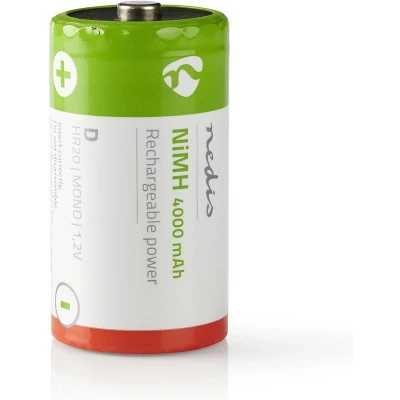 Afbeelding van Oplaadbare D HR20 batterij Nedis 2 stuks (NiMH, 4000 mAh, 1.2 V)
