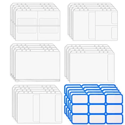 Afbeelding van 20 stuks A5 formaat, 6 gaten, opbergvakken, beweegbare bladzakken, kunststof, waterdicht, voor documenten, notitieboeken, kaarten