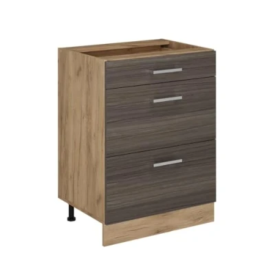 Afbeelding van Vicco Keukenonderkast R Line, Edel grijs/Krachtige eik goud, 60 cm met laden, zonder werkblad