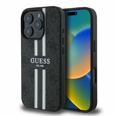 Afbeelding van Guess GUHMP16LP4RPSK iPhone 16 Pro 6.3&quot; zwart/zwarte hardcase 4G Printed Stripes MagSafe
