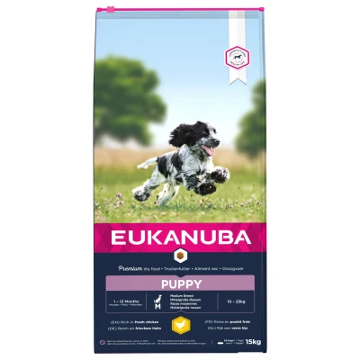 Afbeelding van Eukanuba Growing Puppy Medium Breed Kip Hondenvoer 15 kg
