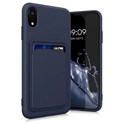 Afbeelding van kwmobile telefoonhoesje geschikt voor Apple iPhone XR Hoesje met pasjeshouder TPU case in donkerblauw