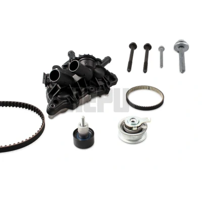 Afbeelding van HEPU PK06851 Waterpomp + Distributieriem Set Thermostaat in waterpomp, Met schroeven, Incl schroefset VOLKSWAGEN: Golf 7, Polo V Hatchback