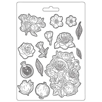Afbeelding van Stamperia Soft Mould A4 Casa Granada Pomegranade and Flowers (K3PTA4523) (DISCONTINUED)