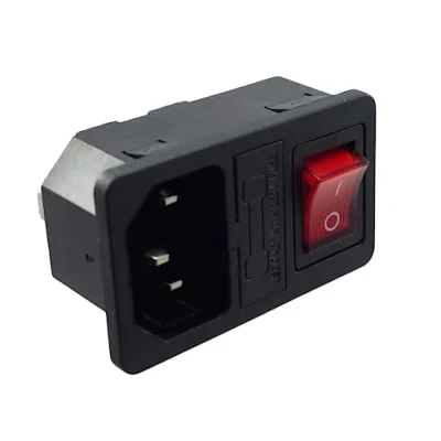 Afbeelding van MWMS C 14 aansluiting voor koude apparaten met rode schakelaar en 10 A/250 V zekering