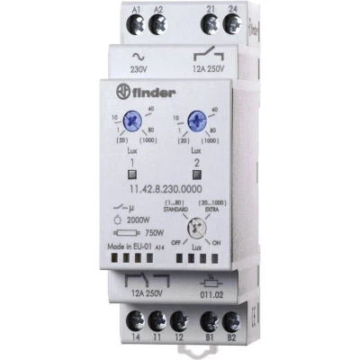Afbeelding van Finder 11.42.8.230.0000 Schemerschakelaar 1 stuk(s) Voedingsspanning (num):230 V/AC Lichtgevoeligheid: 1, 20 80, 1000 lx, lx 1x wisselcontact, NO