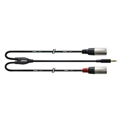 Image de Cordial CFY 3 WMM long Adaptateur Y jack stéréo 3,5 mm plaqué or, 2 prises XLR mle, m de