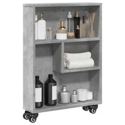 Afbeelding van vidaXL Opbergtrolley smal 48x13x68 cm bewerkt hout betongrijs