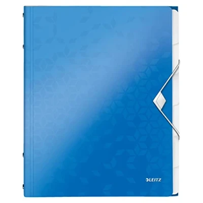 Image de Leitz ordnungsmappe wow, din a4, pp, 6 fcher, blau metallic laminierte oberflche, oberflchenstruktur mit 3d prgung, 3 schutz