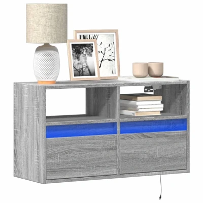 Afbeelding van Tv wandmeubel met LED 80x31x45 cm grijs sonoma eikenkleurig