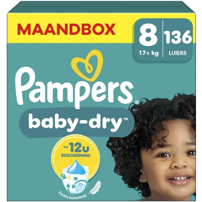 Afbeelding van Pampers Baby Dry Maat 8 Maandbox 136 Stuks 17+ KG
