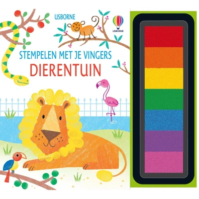 Afbeelding van Uitgeverij usborne stempelen met je vingers dierentuin