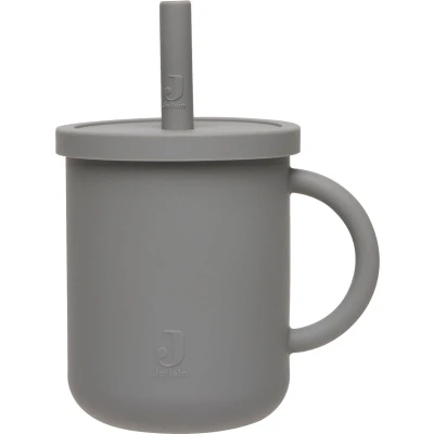 Afbeelding van Jollein Drinkbeker Met Rietje Siliconen Storm Grey