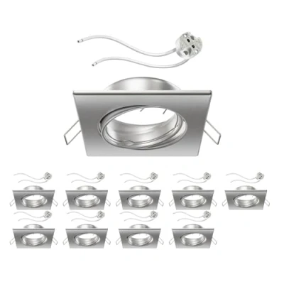 Afbeelding van ledscom.de 10 x plafondinbouwframe RIR inbouwframe mat hoekig draaibaar (LED/halogeen/MR16/50 mm) incl. GU5.3 fitting
