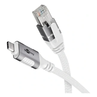 Afbeelding van USB C naar RJ45 kabel Goobay 1 meter (USB 3.1, Cat6 FTP, Wit)