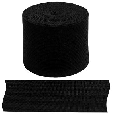 Afbeelding van AERZETIX C67546 5 meter gevlochten platte elastische band breedte 60 mm polyester + latex kleur: zwart
