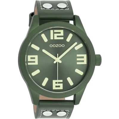 Afbeelding van OOZOO Timepieces bos groene horloge met leren band C1093