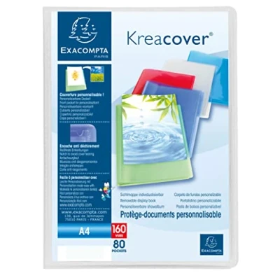 Afbeelding van Exacompta Ref. 5788E 1 Kreacover Chromaline documentenmap 80 gladde kristallen hoezen 160 pagina&#039;s voor A4 afmetingen 24 x 32 cm omslag van halfhard polypropyleen kleurloos